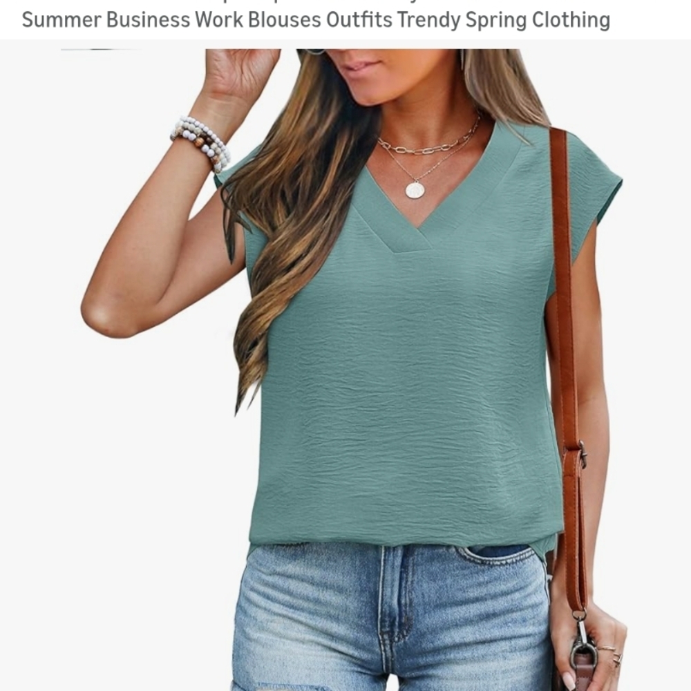 Amazon Women's V-Neck Blouse - Teal